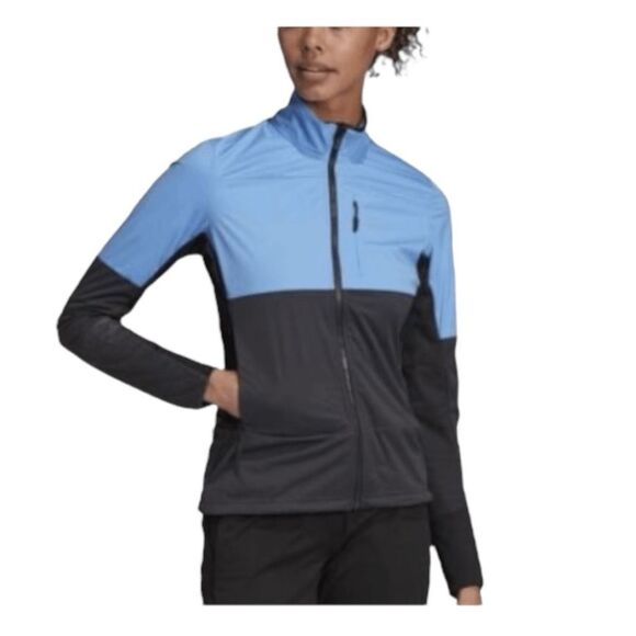 adidas Terrex Outdoor Xperior Jacket Real Blue Carbon Black Full Zip Softshell S - Picture 1 of 14